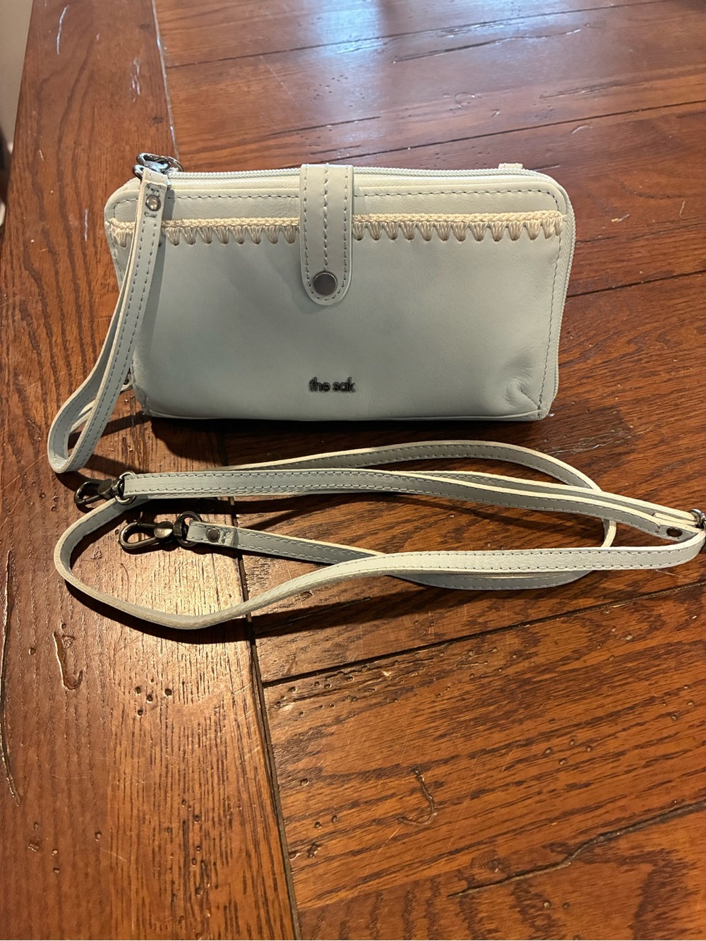 The Sak Iris crossbody with convertible wristlet in pale blue.